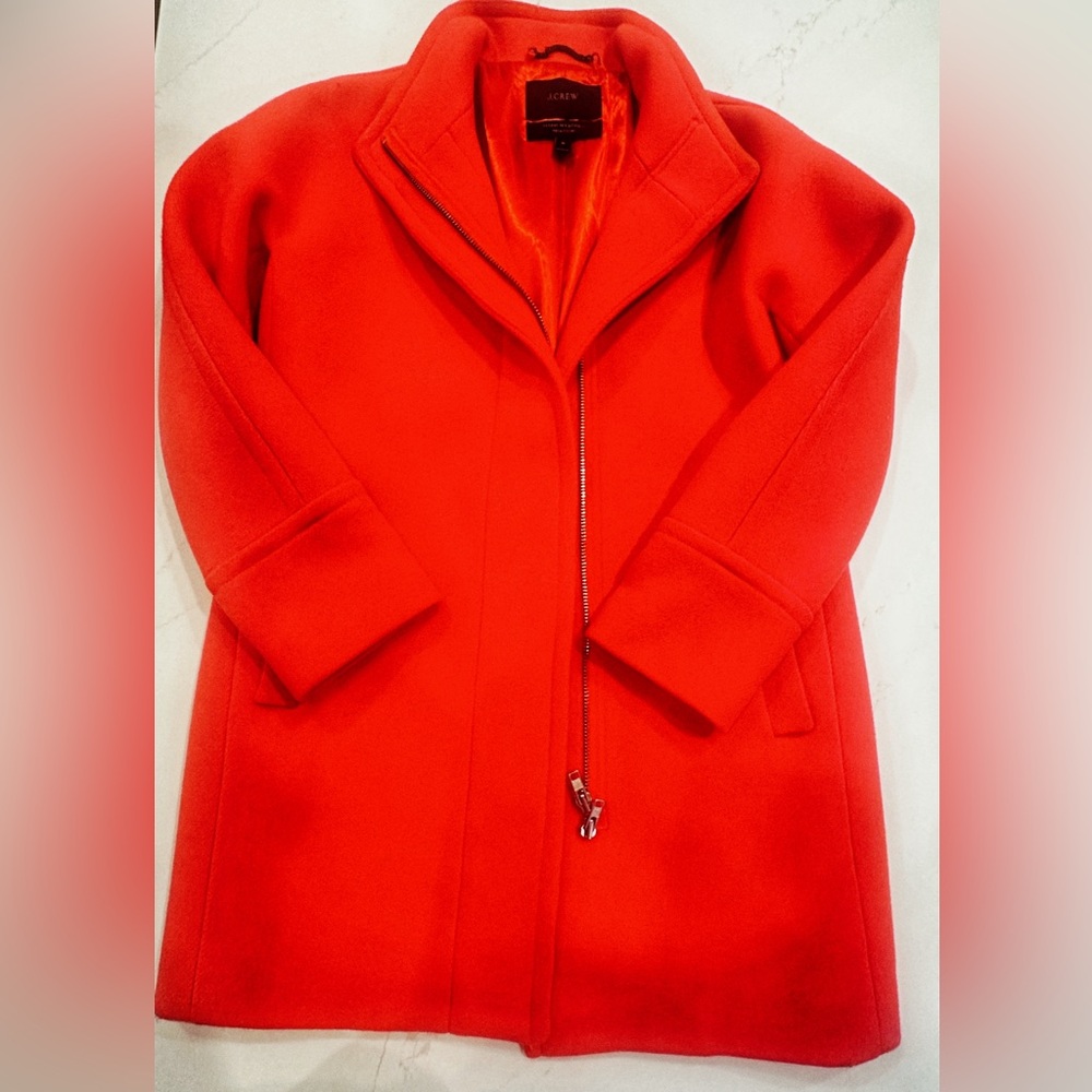 J.Crew Stadium Cloth vibrant Red Coat in Nello Gori Wool- Size 10 (women)